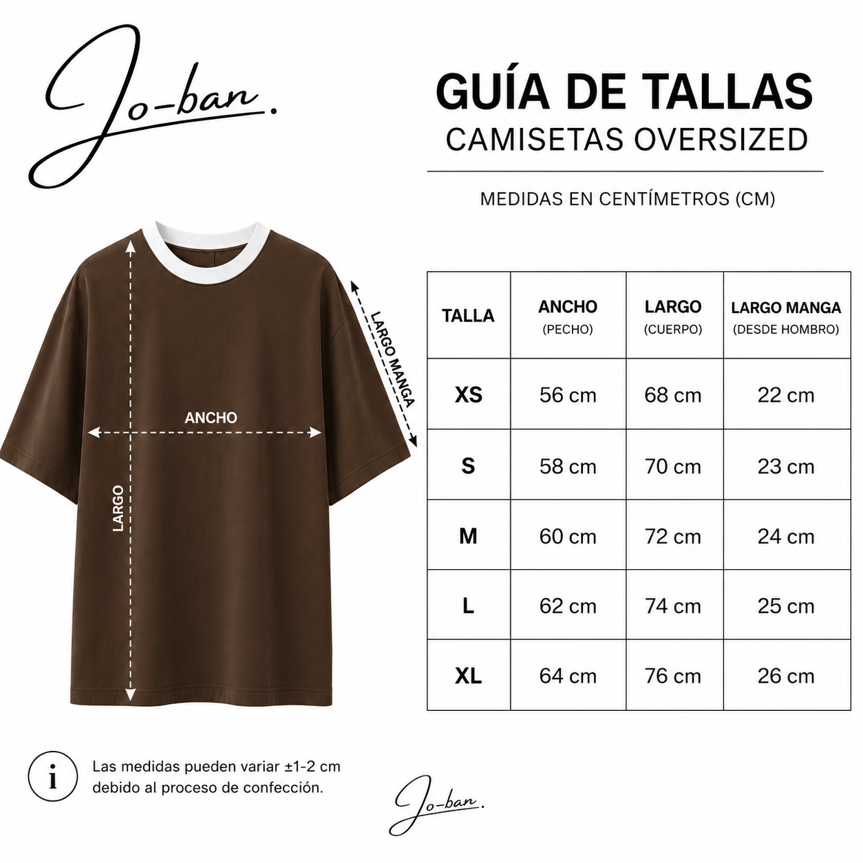 Camisa oversized de algodón en color café de la marca JOBAN, con diseño cómodo y estilo casual.